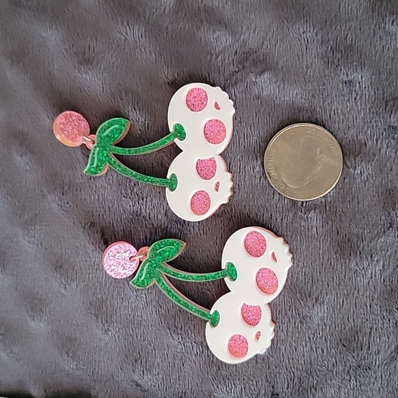 Sparkle Skull Cherry Earrings - Picture 5 of 7